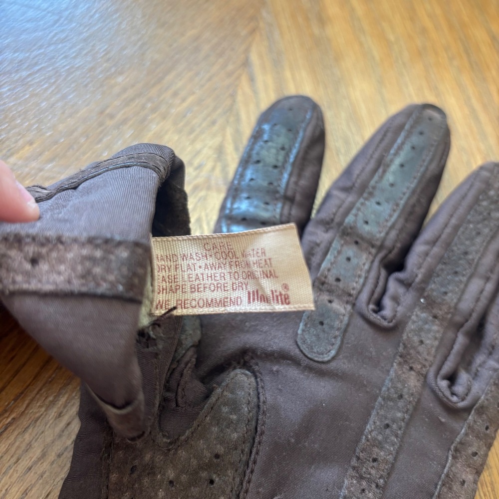 Vintage Isotoner Warm-Ups by Aris Brown Spandex Driving Gloves Women Medium - Picture 8 of 10
